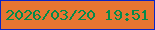 文字の大きさ：4、枠の色：0924c6、背景の色：e77532、文字の色：038b4b 無料ブログパーツのブログ時計