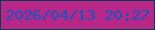 文字の大きさ：4、枠の色：093d56、背景の色：b82687、文字の色：1256c1 無料ブログパーツのブログ時計