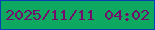 文字の大きさ：4、枠の色：0941b5、背景の色：0da960、文字の色：750b6d 無料ブログパーツのブログ時計