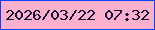 文字の大きさ：1、枠の色：0942f0、背景の色：feb0cc、文字の色：151434 無料ブログパーツのブログ時計