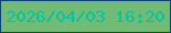 文字の大きさ：2、枠の色：09446d、背景の色：72bb75、文字の色：01c5a0 無料ブログパーツのブログ時計