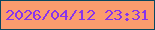 文字の大きさ：5、枠の色：09485f、背景の色：fb9c6e、文字の色：8833ec 無料ブログパーツのブログ時計