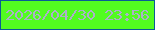 文字の大きさ：5、枠の色：095c96、背景の色：52fc20、文字の色：acafca 無料ブログパーツのブログ時計
