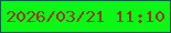 文字の大きさ：4、枠の色：095e46、背景の色：0cf716、文字の色：933a17 無料ブログパーツのブログ時計