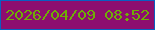 文字の大きさ：4、枠の色：095fc1、背景の色：8d0e6f、文字の色：6fad06 無料ブログパーツのブログ時計