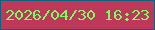 文字の大きさ：5、枠の色：096480、背景の色：c03859、文字の色：76ff62 無料ブログパーツのブログ時計