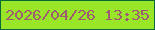 文字の大きさ：4、枠の色：096a38、背景の色：99e628、文字の色：9d5c6f 無料ブログパーツのブログ時計