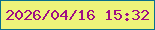 文字の大きさ：3、枠の色：09708d、背景の色：eef47a、文字の色：9f0e84 無料ブログパーツのブログ時計