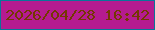 文字の大きさ：4、枠の色：097599、背景の色：b51b90、文字の色：743802 無料ブログパーツのブログ時計