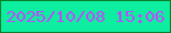 文字の大きさ：1、枠の色：097d27、背景の色：0deea1、文字の色：be4afb 無料ブログパーツのブログ時計
