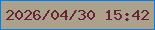 文字の大きさ：3、枠の色：097de5、背景の色：aca28b、文字の色：672439 無料ブログパーツのブログ時計