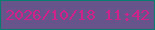 文字の大きさ：4、枠の色：097e6f、背景の色：67548a、文字の色：d02389 無料ブログパーツのブログ時計