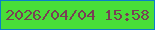文字の大きさ：4、枠の色：097fc8、背景の色：48de38、文字の色：793e55 無料ブログパーツのブログ時計