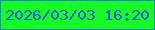 文字の大きさ：5、枠の色：0987c6、背景の色：17fb25、文字の色：105bdb 無料ブログパーツのブログ時計