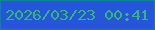 文字の大きさ：2、枠の色：09898f、背景の色：2555d8、文字の色：35b777 無料ブログパーツのブログ時計