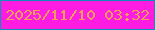 文字の大きさ：2、枠の色：0990b8、背景の色：ff1ce2、文字の色：ef9d58 無料ブログパーツのブログ時計