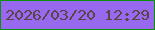 文字の大きさ：3、枠の色：099108、背景の色：9868ee、文字の色：5c4446 無料ブログパーツのブログ時計