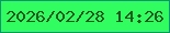 文字の大きさ：3、枠の色：09956f、背景の色：32fd60、文字の色：1f5720 無料ブログパーツのブログ時計