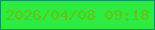 文字の大きさ：1、枠の色：099856、背景の色：2eeb44、文字の色：64c50f 無料ブログパーツのブログ時計
