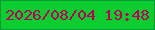 文字の大きさ：2、枠の色：099937、背景の色：0bcd30、文字の色：bc005a 無料ブログパーツのブログ時計