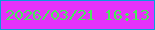 文字の大きさ：1、枠の色：099cdd、背景の色：e432fa、文字の色：47eb59 無料ブログパーツのブログ時計