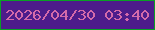 文字の大きさ：1、枠の色：09a025、背景の色：4d1c8b、文字の色：d46aaa 無料ブログパーツのブログ時計