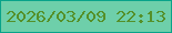 文字の大きさ：3、枠の色：09a38a、背景の色：6ecfaa、文字の色：559029 無料ブログパーツのブログ時計