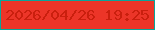 文字の大きさ：3、枠の色：09a59a、背景の色：ec3528、文字の色：ca1f0e 無料ブログパーツのブログ時計