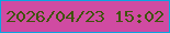 文字の大きさ：1、枠の色：09a6e1、背景の色：d04ba2、文字の色：3f530c 無料ブログパーツのブログ時計