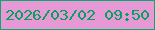 文字の大きさ：5、枠の色：09aa72、背景の色：e799d5、文字の色：04a05d 無料ブログパーツのブログ時計