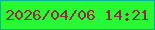 文字の大きさ：2、枠の色：09b297、背景の色：29f834、文字の色：8a2e42 無料ブログパーツのブログ時計