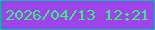 文字の大きさ：4、枠の色：09b7ae、背景の色：9d44ec、文字の色：36ee83 無料ブログパーツのブログ時計