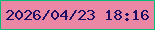 文字の大きさ：2、枠の色：09bc76、背景の色：ea87a4、文字の色：1e0e64 無料ブログパーツのブログ時計