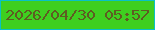 文字の大きさ：4、枠の色：09c1c6、背景の色：3ecf20、文字の色：5e5c22 無料ブログパーツのブログ時計