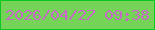 文字の大きさ：4、枠の色：09c822、背景の色：75d458、文字の色：c669c7 無料ブログパーツのブログ時計