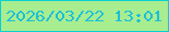 文字の大きさ：3、枠の色：09cfd1、背景の色：a8ed90、文字の色：1bbfd9 無料ブログパーツのブログ時計