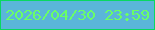 文字の大きさ：3、枠の色：09d861、背景の色：5ab6d9、文字の色：6afe66 無料ブログパーツのブログ時計
