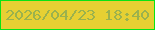 文字の大きさ：1、枠の色：09e314、背景の色：e6d033、文字の色：9bb24d 無料ブログパーツのブログ時計