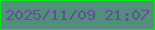 文字の大きさ：2、枠の色：09e915、背景の色：53907c、文字の色：624b99 無料ブログパーツのブログ時計