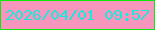 文字の大きさ：2、枠の色：09ea08、背景の色：f796bc、文字の色：19e9dd 無料ブログパーツのブログ時計