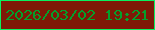 文字の大きさ：4、枠の色：09f15f、背景の色：7e1907、文字の色：03a02b 無料ブログパーツのブログ時計