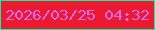 文字の大きさ：4、枠の色：09f4a3、背景の色：eb1a30、文字の色：d96bed 無料ブログパーツのブログ時計