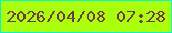 文字の大きさ：1、枠の色：09f4cb、背景の色：abff0c、文字の色：733846 無料ブログパーツのブログ時計