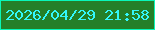 文字の大きさ：4、枠の色：09f6b9、背景の色：247f28、文字の色：33f7fc 無料ブログパーツのブログ時計