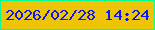 文字の大きさ：4、枠の色：09fb97、背景の色：edc504、文字の色：0717ff 無料ブログパーツのブログ時計