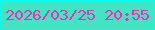 文字の大きさ：1、枠の色：09fdea、背景の色：40e5c4、文字の色：f82db3 無料ブログパーツのブログ時計