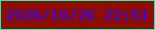 文字の大きさ：5、枠の色：09ffb6、背景の色：8e0d00、文字の色：2808fe 無料ブログパーツのブログ時計