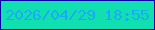 文字の大きさ：1、枠の色：0a00a3、背景の色：10e0af、文字の色：19aaf8 無料ブログパーツのブログ時計