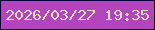 文字の大きさ：5、枠の色：0a0134、背景の色：b245bd、文字の色：e0e1b5 無料ブログパーツのブログ時計