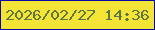 文字の大きさ：1、枠の色：0a08a2、背景の色：f4e435、文字の色：5e7644 無料ブログパーツのブログ時計